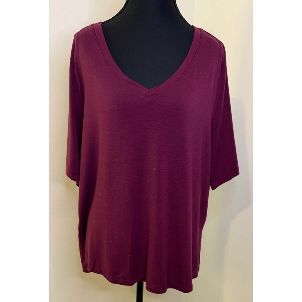 Athleta Nighttime Bliss Sleep Tee‎ Burgundy V-Neck Short Sleeve Loungewear M